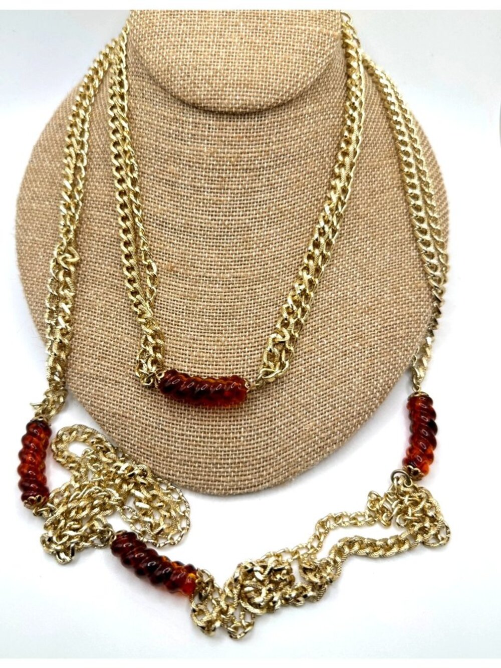 Classic Sarah Coventry Long Necklace Versatile 2 Pc Set Gold Chain Vintage 70s
